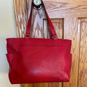 Fossil Red Leather Tote
